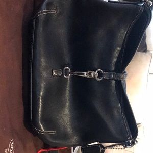 Beautiful black leather Coach shoulder bag.